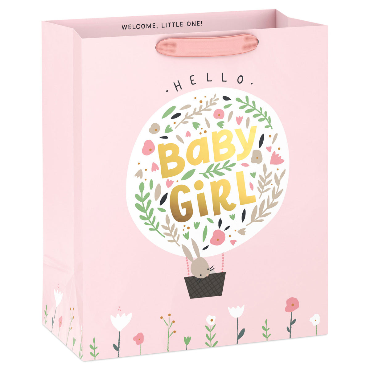 Hallmark 13'' Bunny in Hot Air Balloon Baby Girl Large Gift Bag