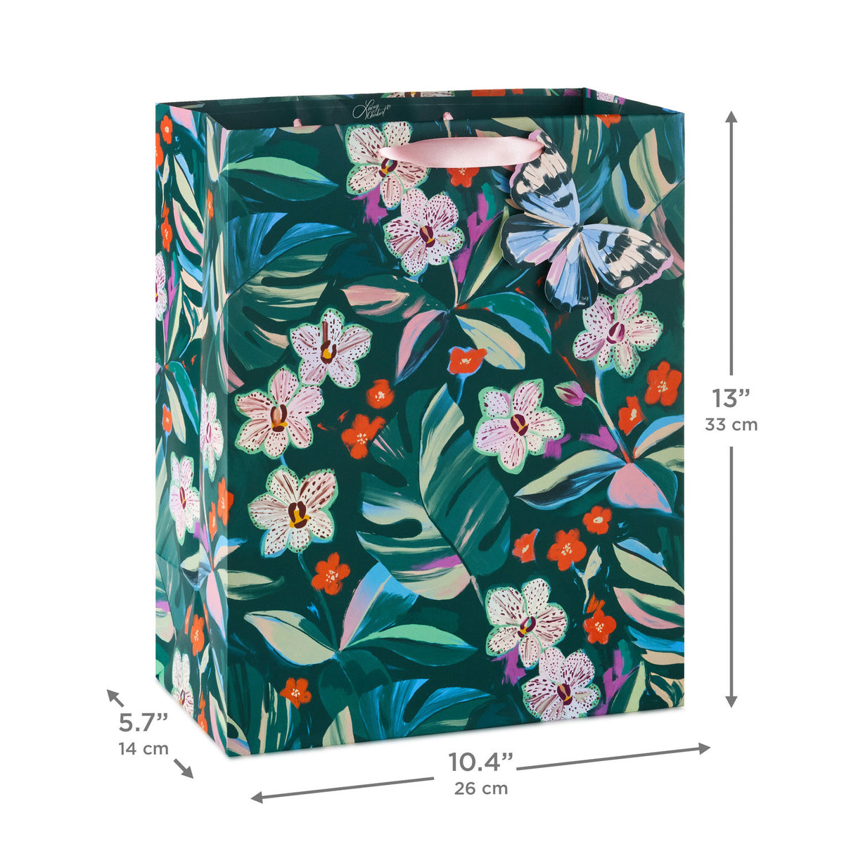 Hallmark 13'' Lacey Chabert Collection Green Floral Large Gift Bag