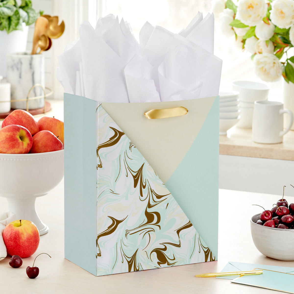 Hallmark 13'' Marbled Neutral Color Block Large Gift Bag