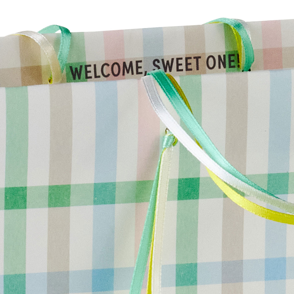Hallmark 9.6'' Pastel Plaid Medium New Baby Gift Bag