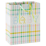 Hallmark 9.6'' Pastel Plaid Medium New Baby Gift Bag