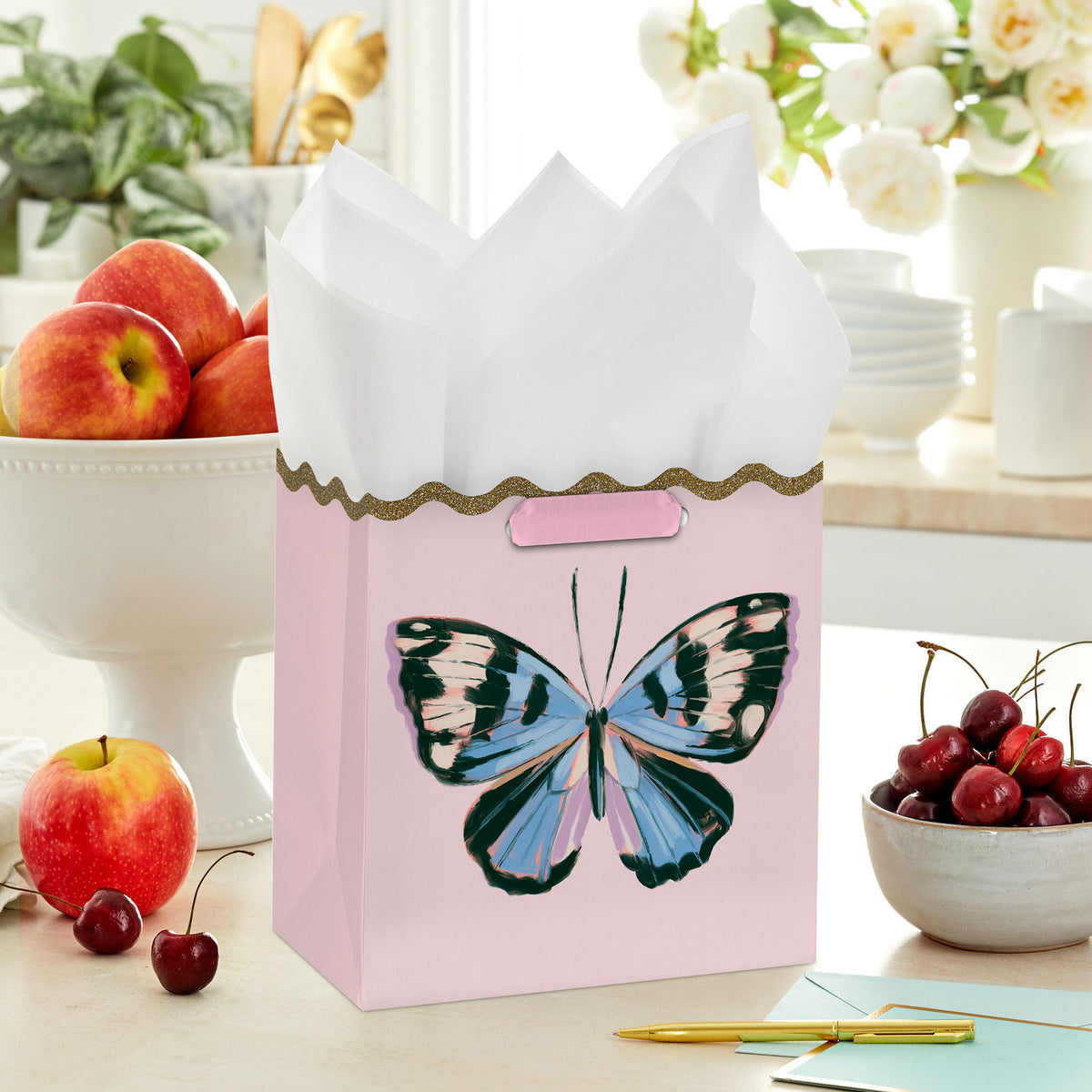Hallmark 7.7'' Lacey Chabert Collection Butterfly on Pink Medium Gift Bag
