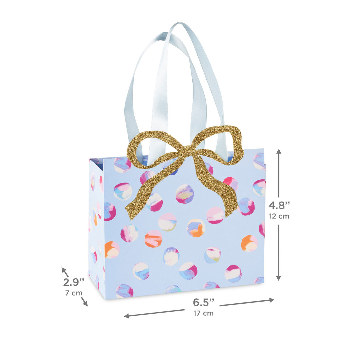 Hallmark 4.8'' Lacey Chabert Collection Painted Dots on Periwinkle Small Gift Bag