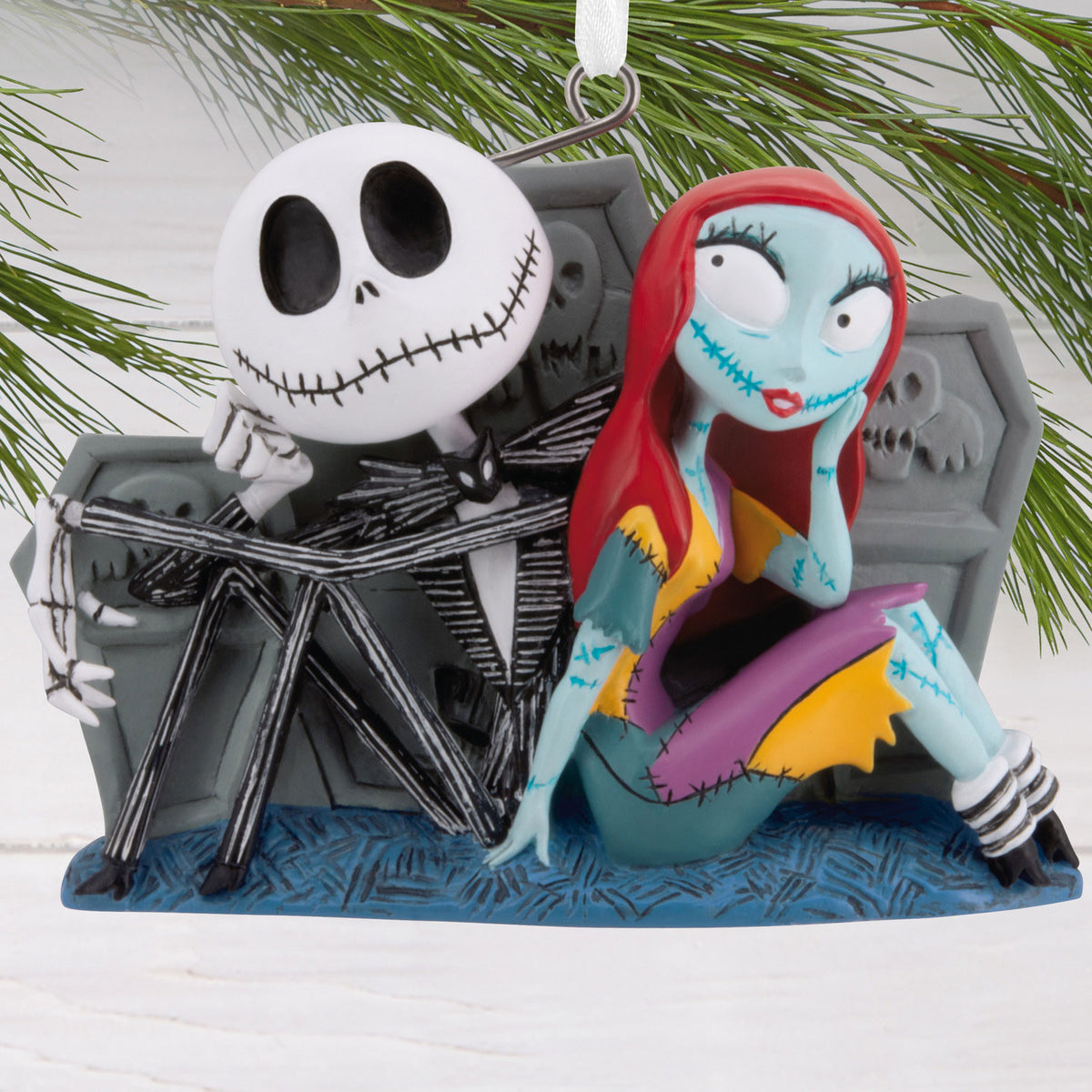 Hallmark Disney Tim Burton's The Nightmare Before Christmas Jack and Sally With Tombstones Hallmark Ornament