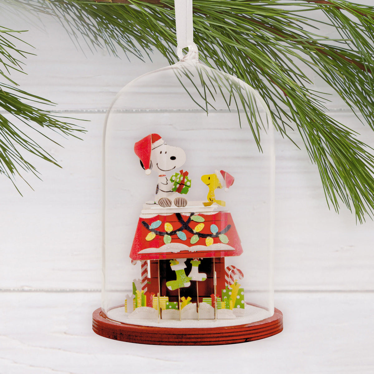 Hallmark Peanuts® Snoopy's Doghouse Cloche Glass and Paper Hallmark Ornament