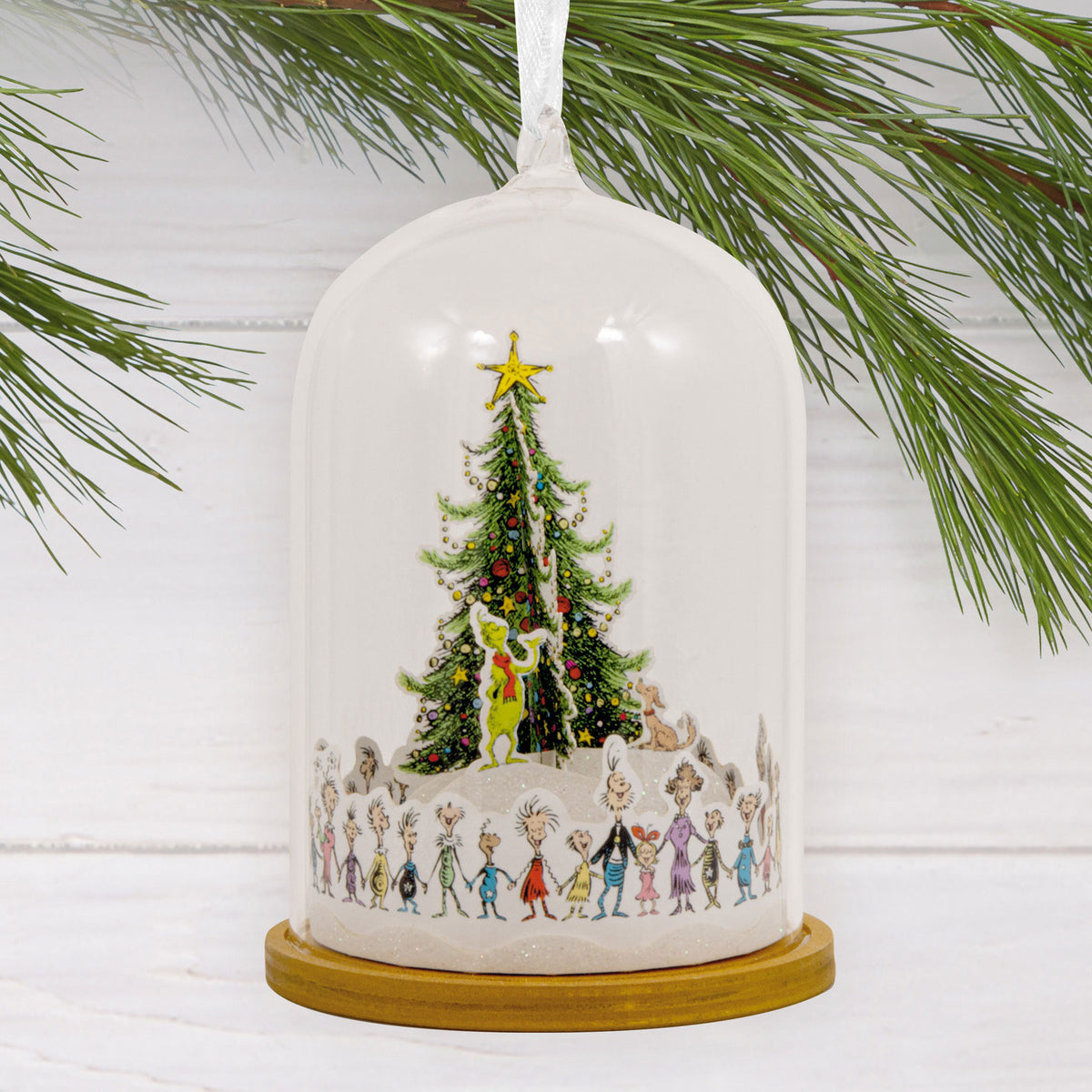 Hallmark Dr. Seuss's How the Grinch Stole Christmas!™ Whoville Christmas Tree Cloche Glass and Paper Hallmark Ornament