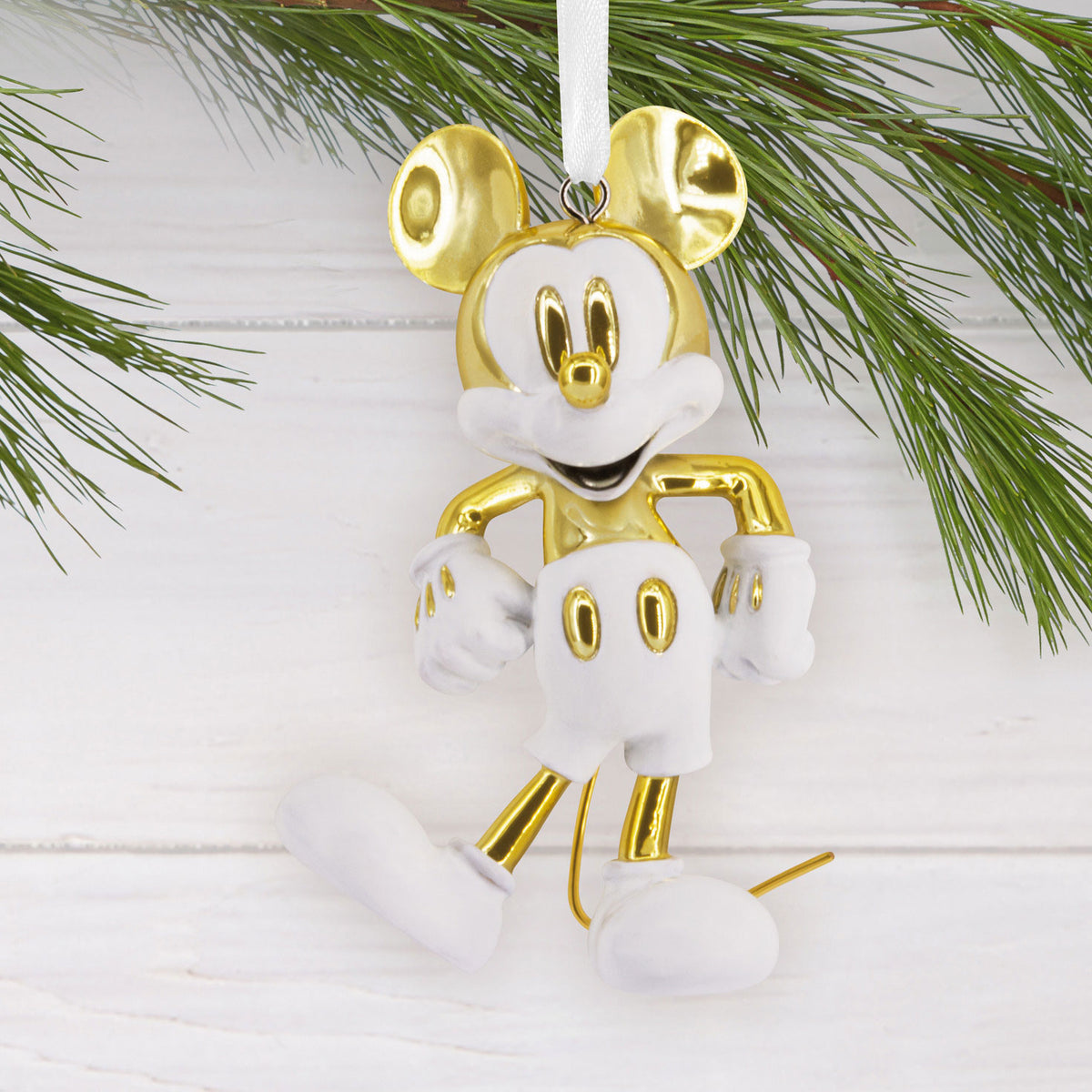 Hallmark Disney Mickey Mouse White and Gold Ceramic Hallmark Ornament