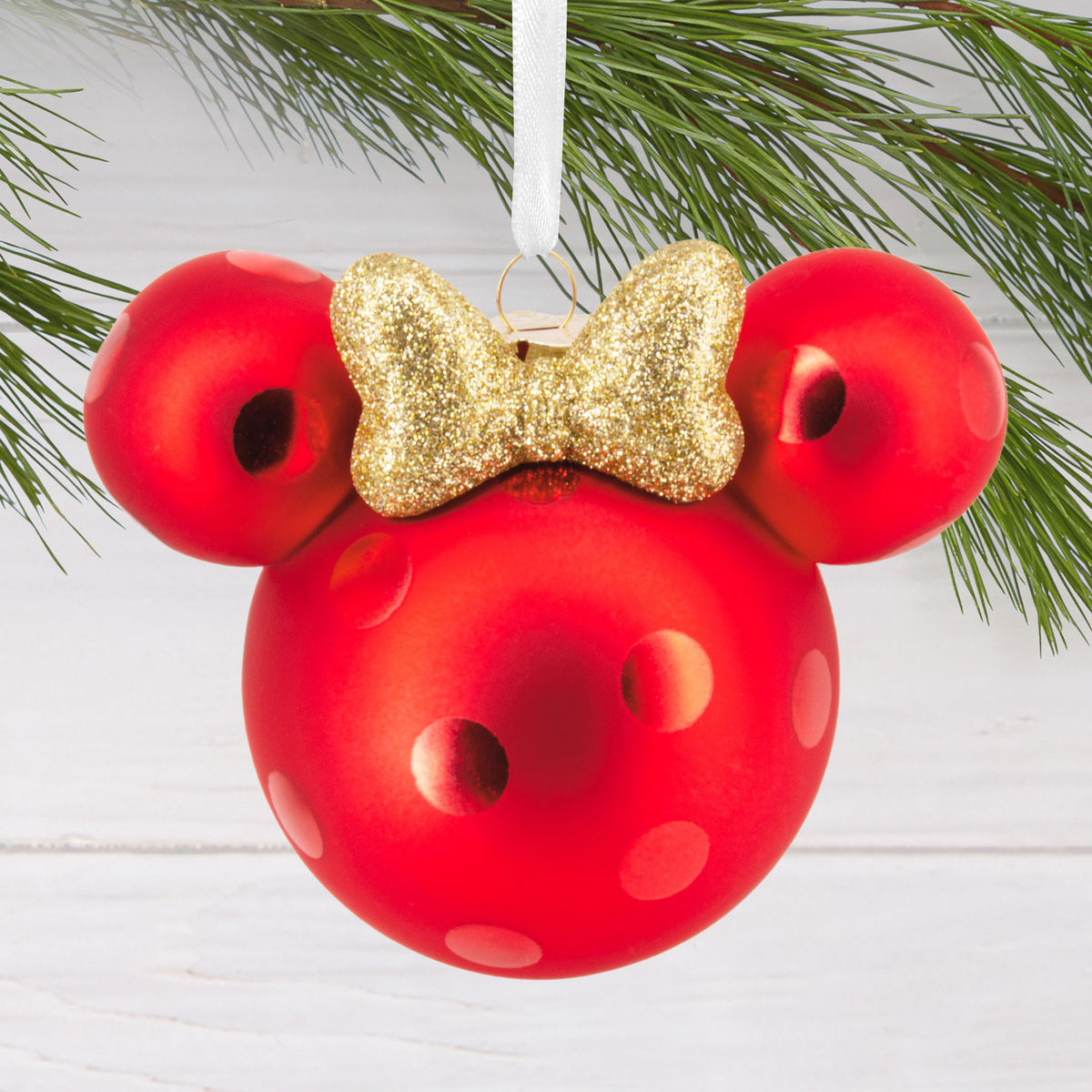Hallmark Disney Minnie Mouse Ears Icon Glass Hallmark Ornament