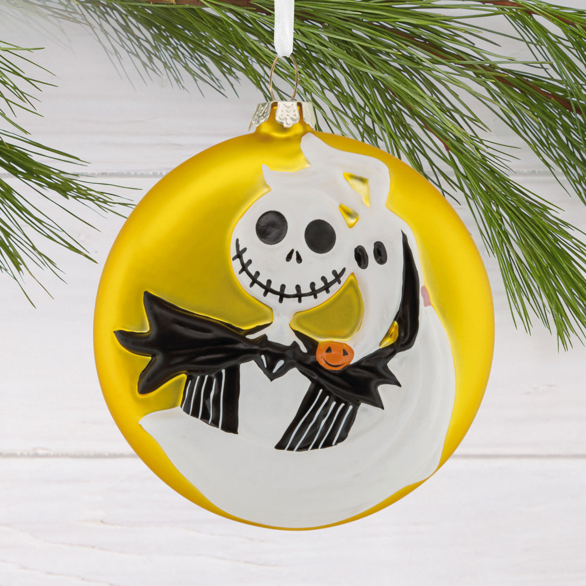 Hallmark Disney Tim Burton's The Nightmare Before Christmas Jack and Zero Blown Glass Hallmark Ornament