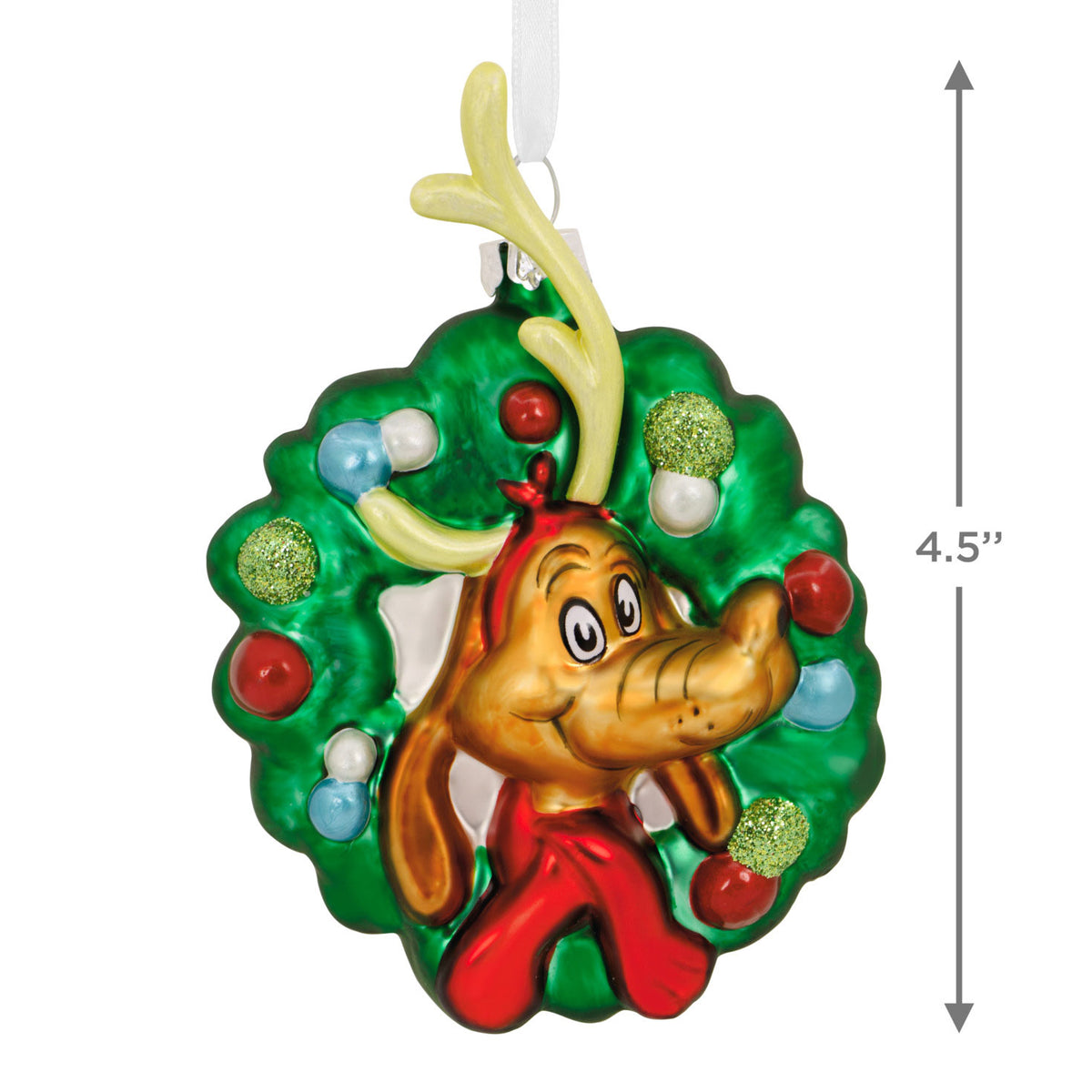 Hallmark Dr. Seuss's How the Grinch Stole Christmas!™ Max in Wreath Blown Glass Hallmark Ornament