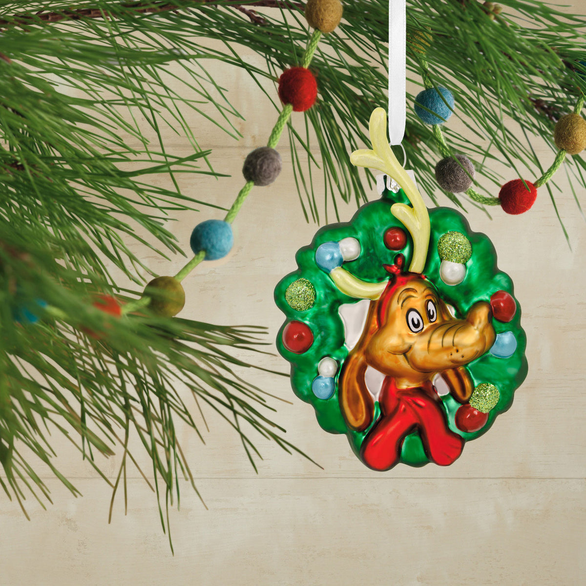 Hallmark Dr. Seuss's How the Grinch Stole Christmas!™ Max in Wreath Blown Glass Hallmark Ornament