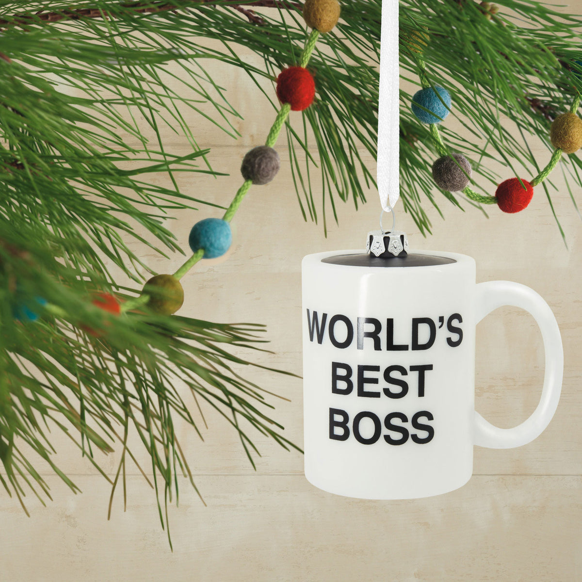 Hallmark The Office World's Best Boss Coffee Mug Blown Glass Hallmark Ornament