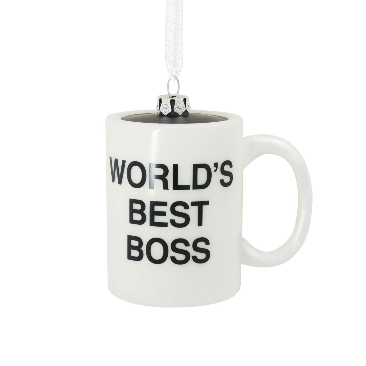 Hallmark The Office World's Best Boss Coffee Mug Blown Glass Hallmark Ornament