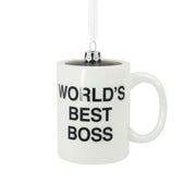 Hallmark The Office World's Best Boss Coffee Mug Blown Glass Hallmark Ornament