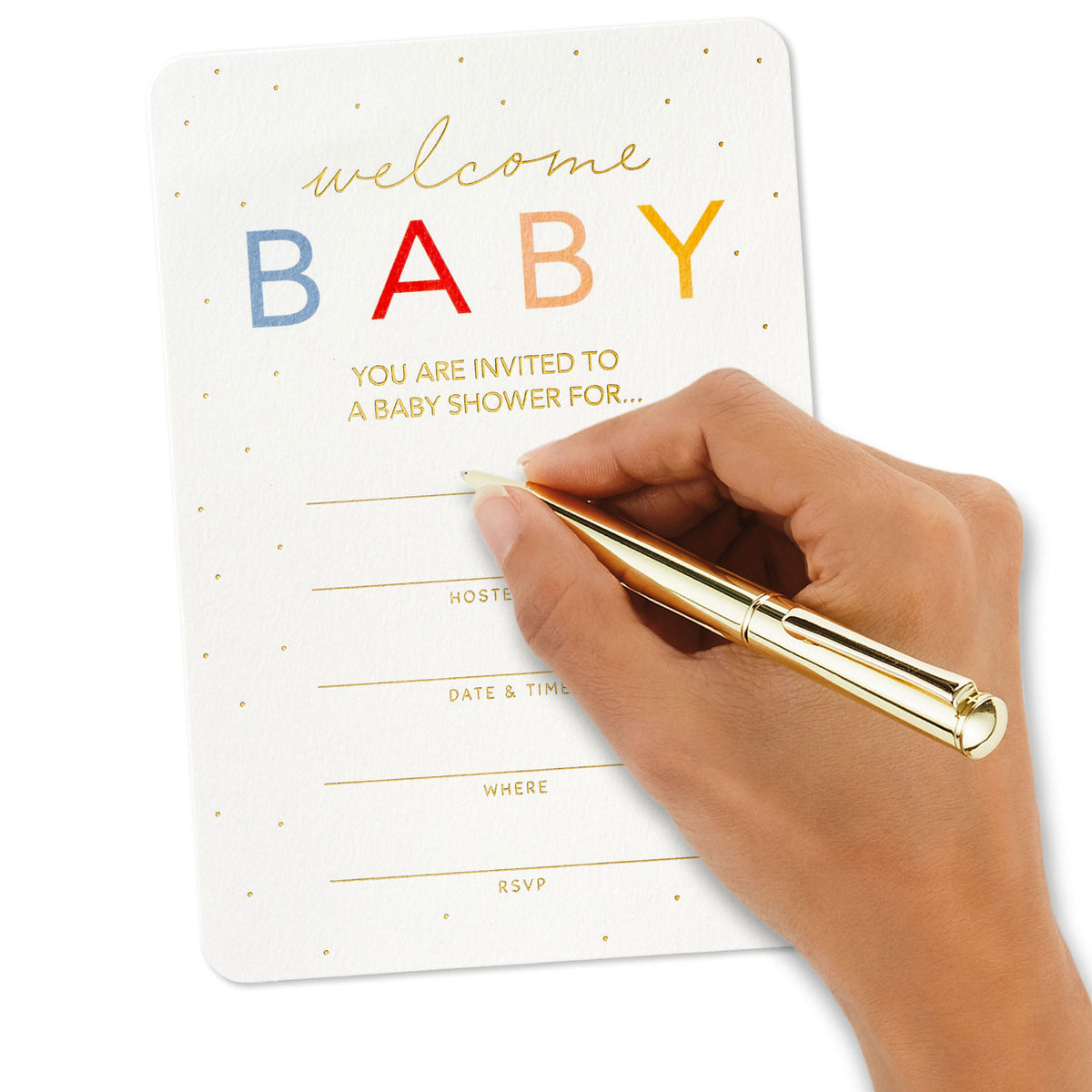 Hallmark Gold Dots Baby Shower Invitations, Pack of 10