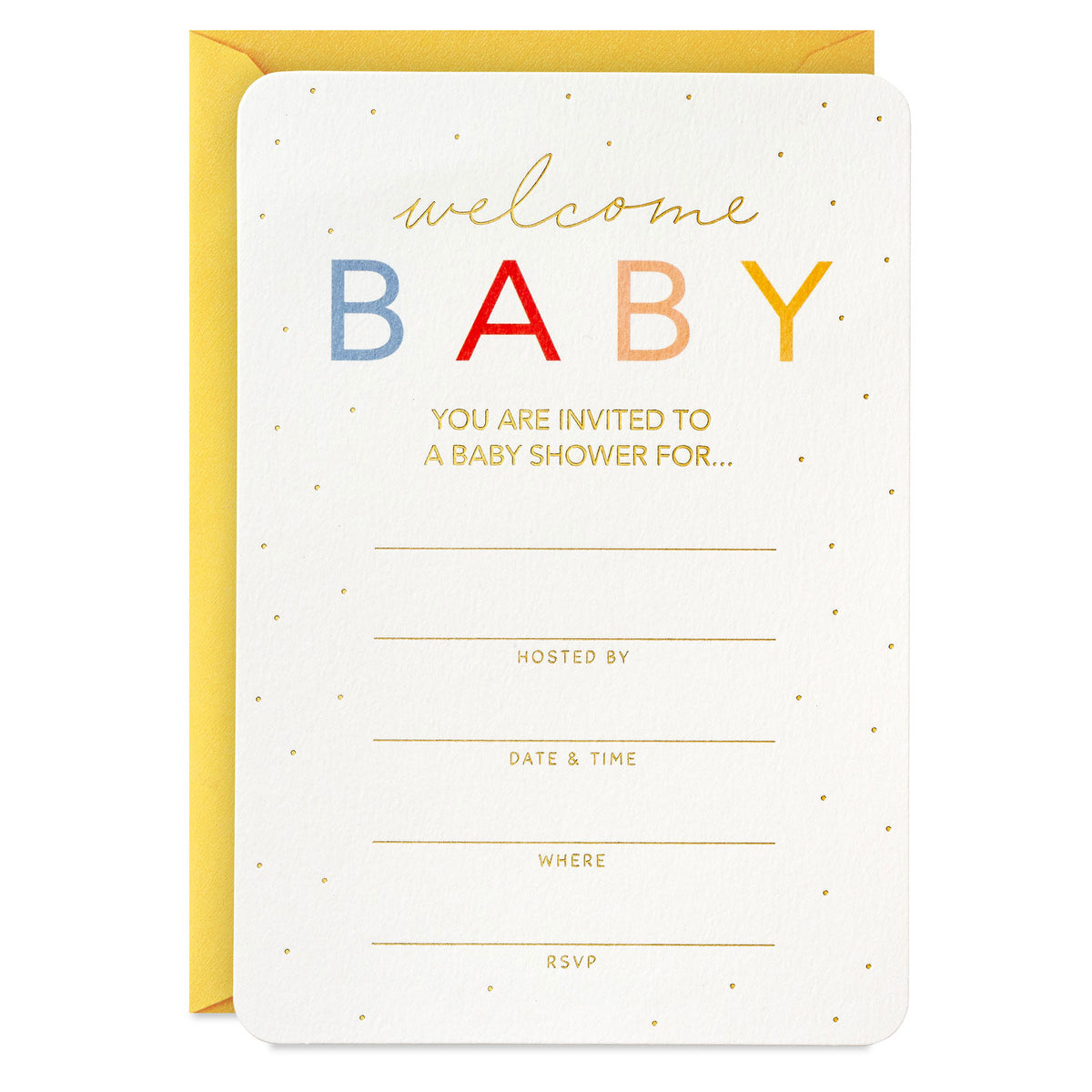 Hallmark Gold Dots Baby Shower Invitations, Pack of 10