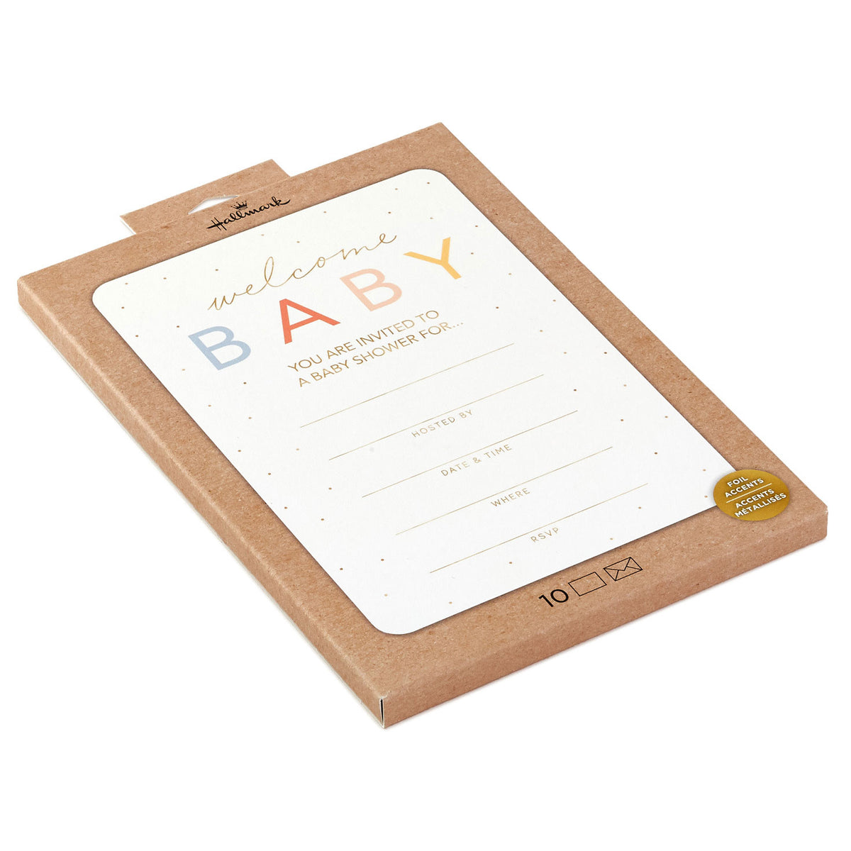 Hallmark Gold Dots Baby Shower Invitations, Pack of 10