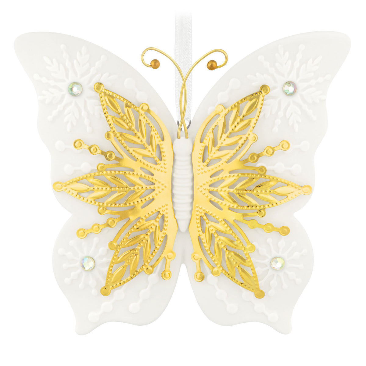 Hallmark 10th Anniversary Brilliant Butterflies Porcelain and Metal Ornament