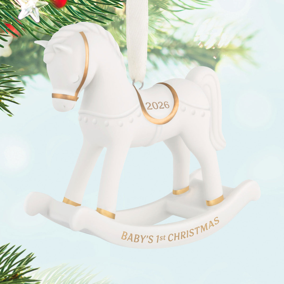 Hallmark Baby's First Christmas Rocking Horse 2026 Porcelain Ornament