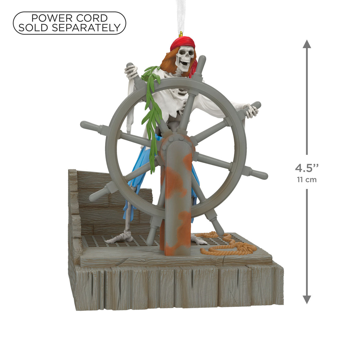 Hallmark Disney Pirates of the Caribbean Collection Helmsman Skeleton Ornament With Light and Sound