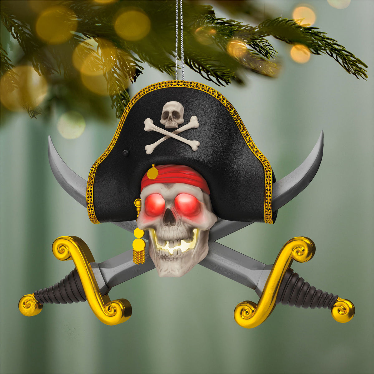 Hallmark Disney Pirates of the Caribbean Collection The Talking Skull Ornament With Light and Sound