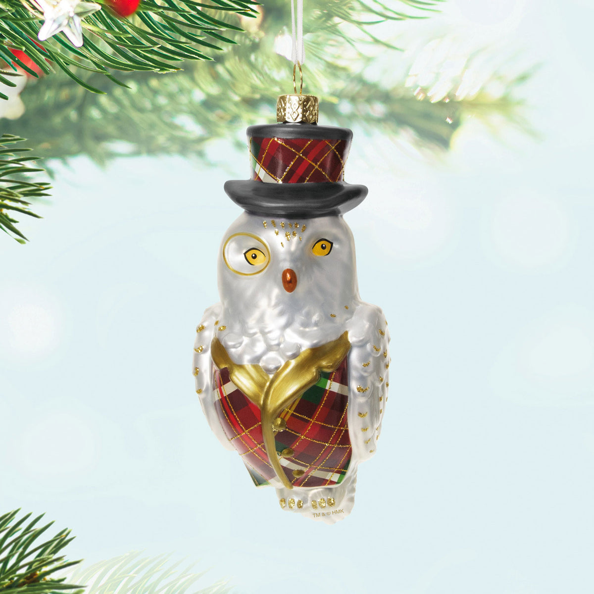 Hallmark Dapper Owl Glass Ornament