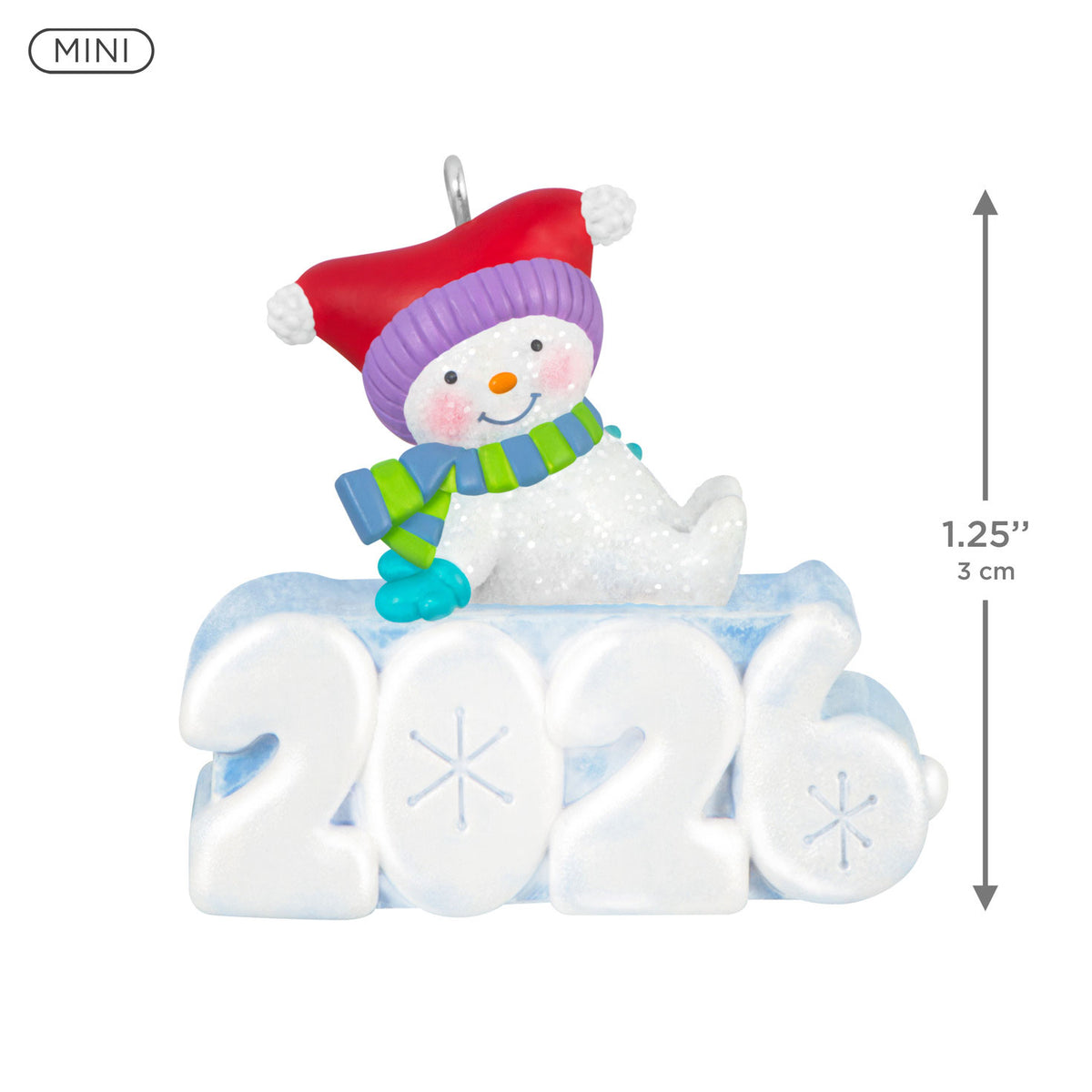 Hallmark Mini A Snowy 2026 Ornament With Light, 1.25''