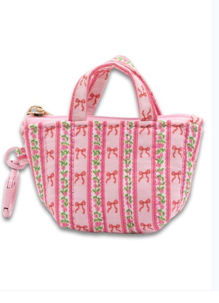 Blush Stripe Keychain Mini Tote by Simply Southern