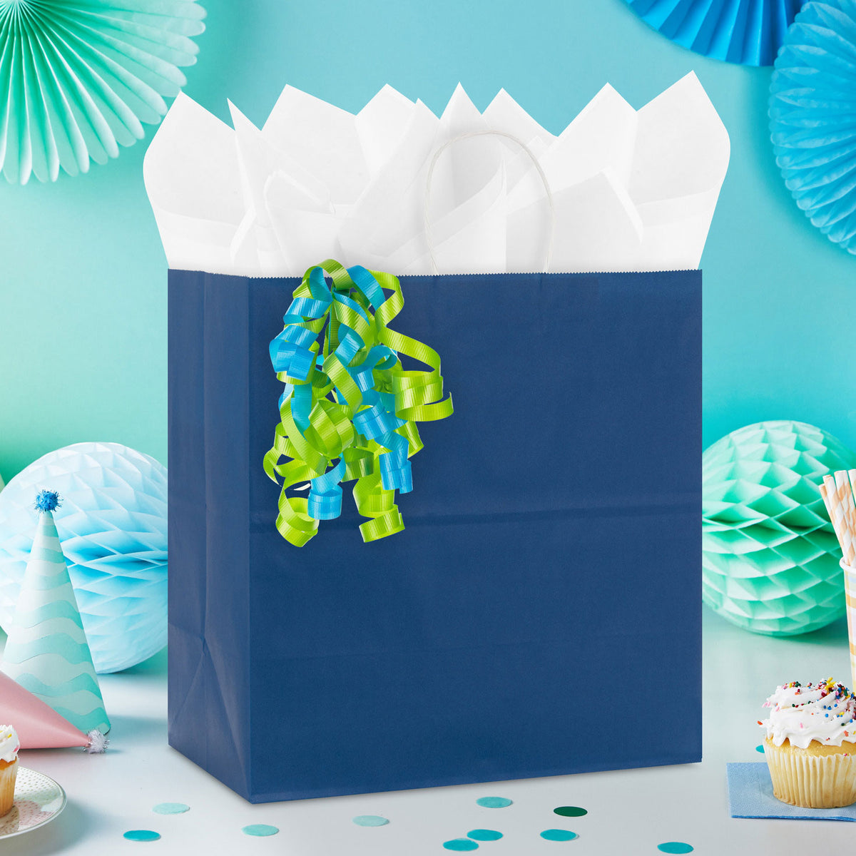Hallmark 6.5'' Aqua and Light Green Curly Ribbon Gift Bow