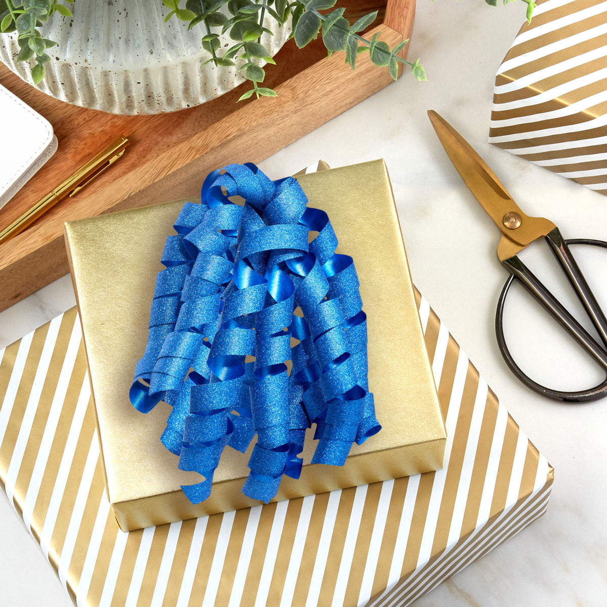 Hallmark 6.5'' Sparkling Blue Curly Ribbon Gift Bow