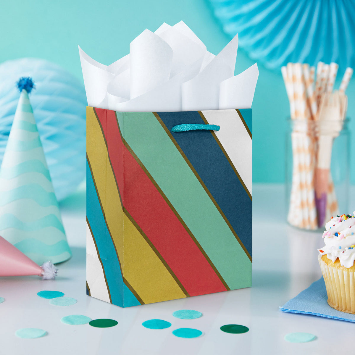 Hallmark 6.5'' Bold Diagonal Stripe Small Gift Bag