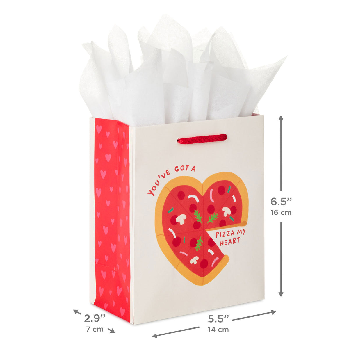 Hallmark 6.5'' You've Got a Pizza My Heart Small Gift Bag With Tissue Paper