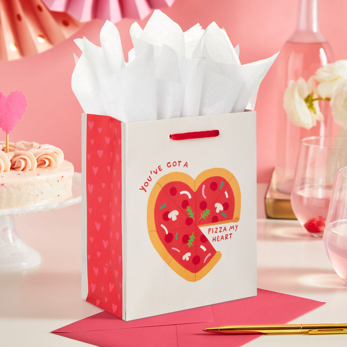 Hallmark 6.5'' You've Got a Pizza My Heart Small Gift Bag With Tissue Paper