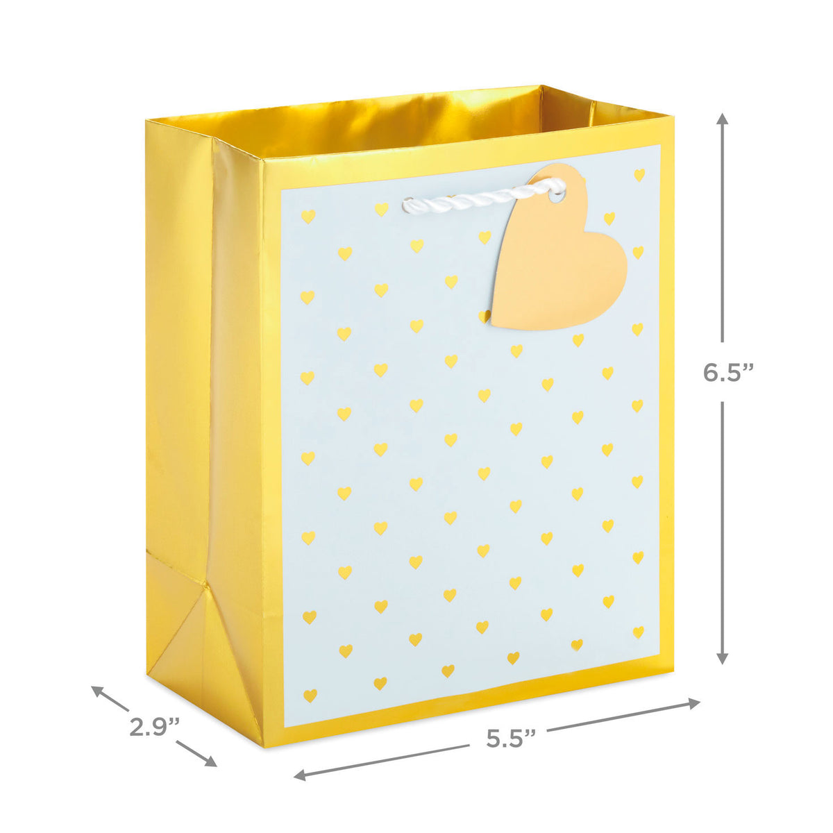 Hallmark 6.5" Mini Hearts on White Small Gift Bag