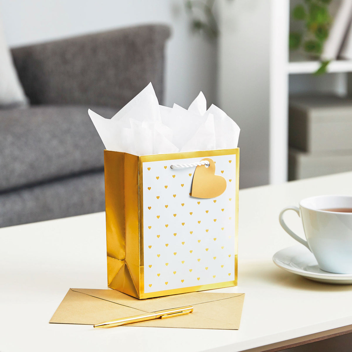 Hallmark 6.5" Mini Hearts on White Small Gift Bag