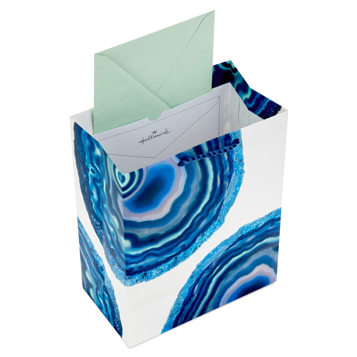 Hallmark 9.6" Blue Geodes on White Medium Gift Bag