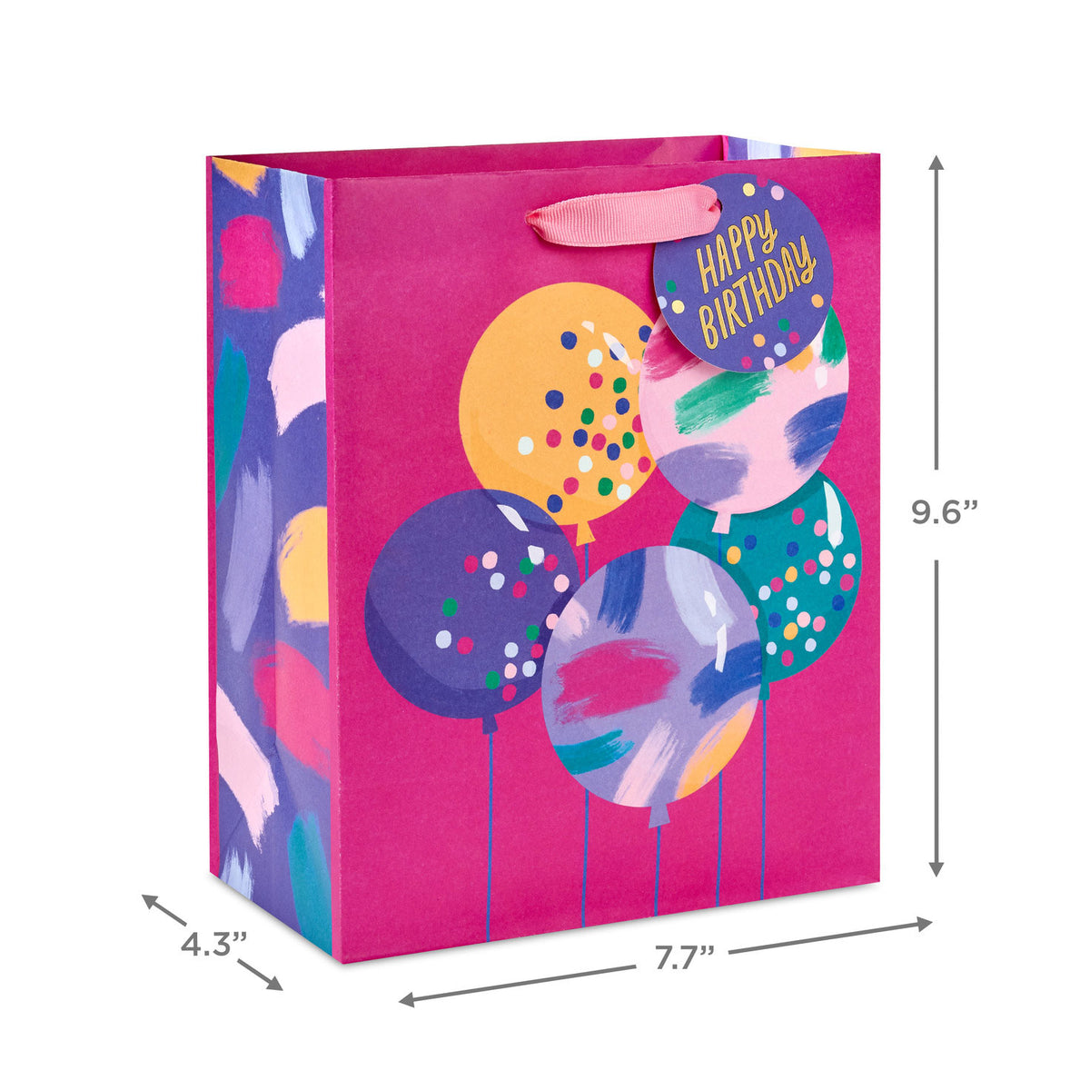 Hallmark 9.6'' Bright Balloons on Fuchsia Medium Birthday Gift Bag