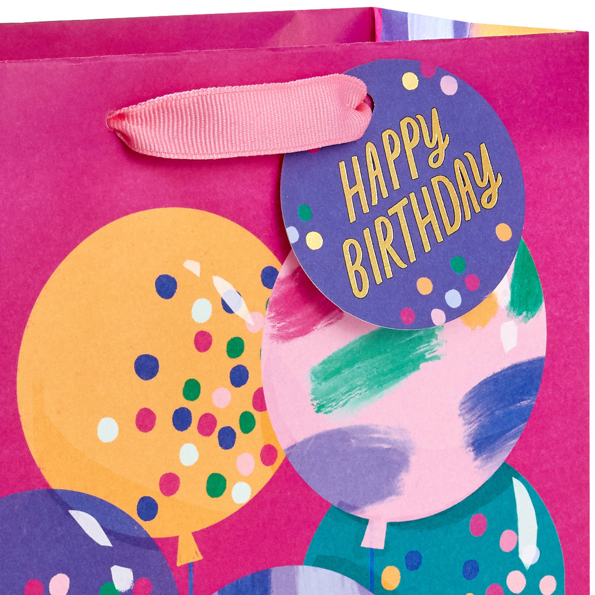 Hallmark 9.6'' Bright Balloons on Fuchsia Medium Birthday Gift Bag