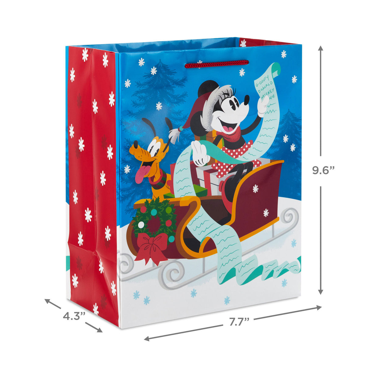 Hallmark 9.6" Disney Minnie Mouse and Pluto Medium Christmas Gift Bag