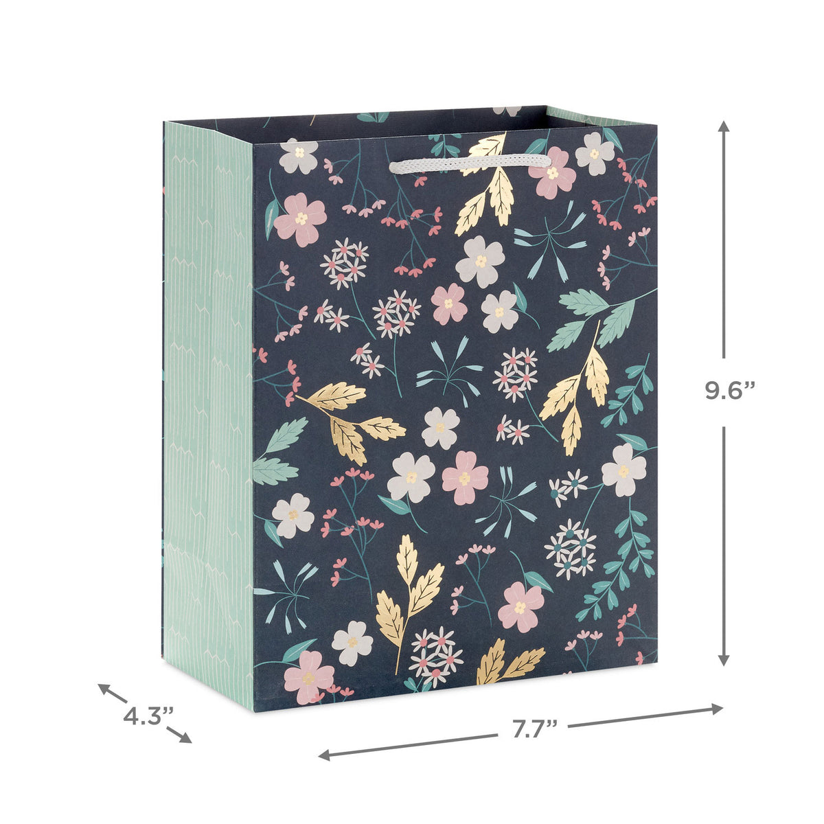Hallmark 9.6'' Floral on Dark Green Medium Gift Bag