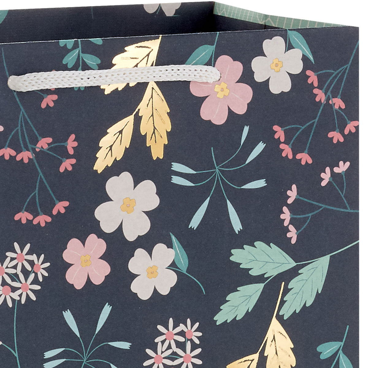 Hallmark 9.6'' Floral on Dark Green Medium Gift Bag