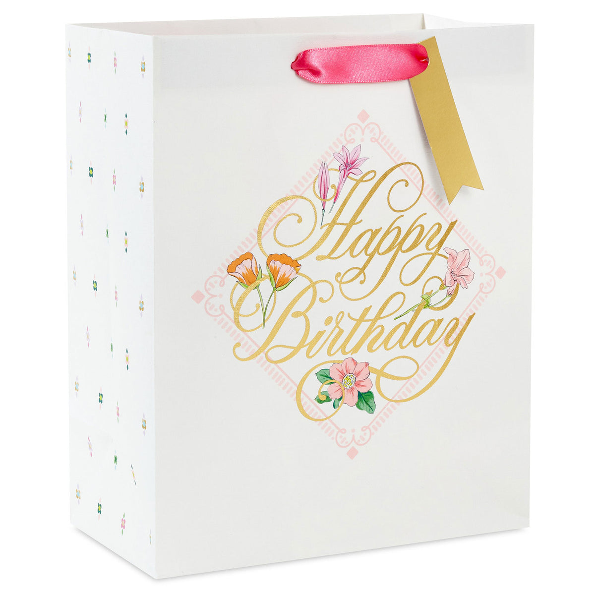 Hallmark 9.6'' Gold Script on Floral Medium Birthday Gift Bag