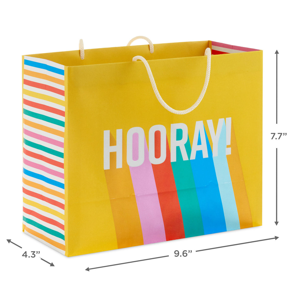 Hallmark 7.7'' Hooray on Yellow Medium Horizontal Gift Bag