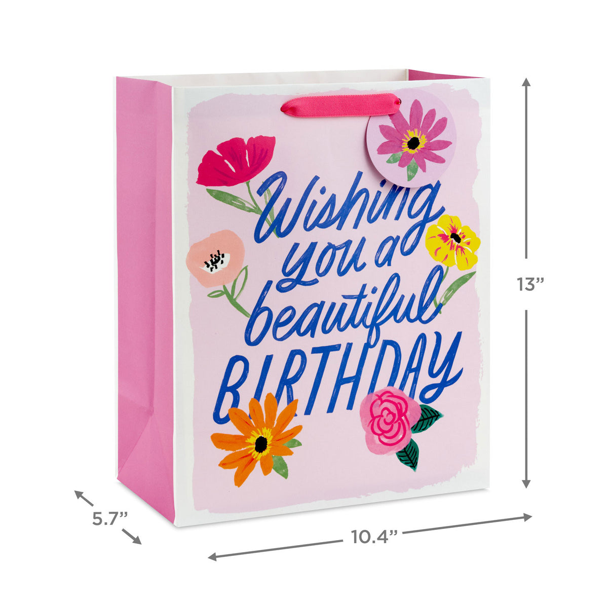 Hallmark 13'' Floral Beauty on Pink Large Birthday Gift Bag