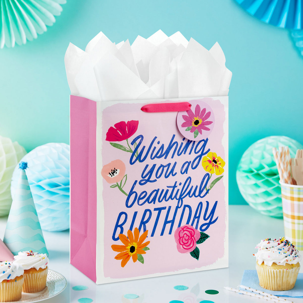Hallmark 13'' Floral Beauty on Pink Large Birthday Gift Bag