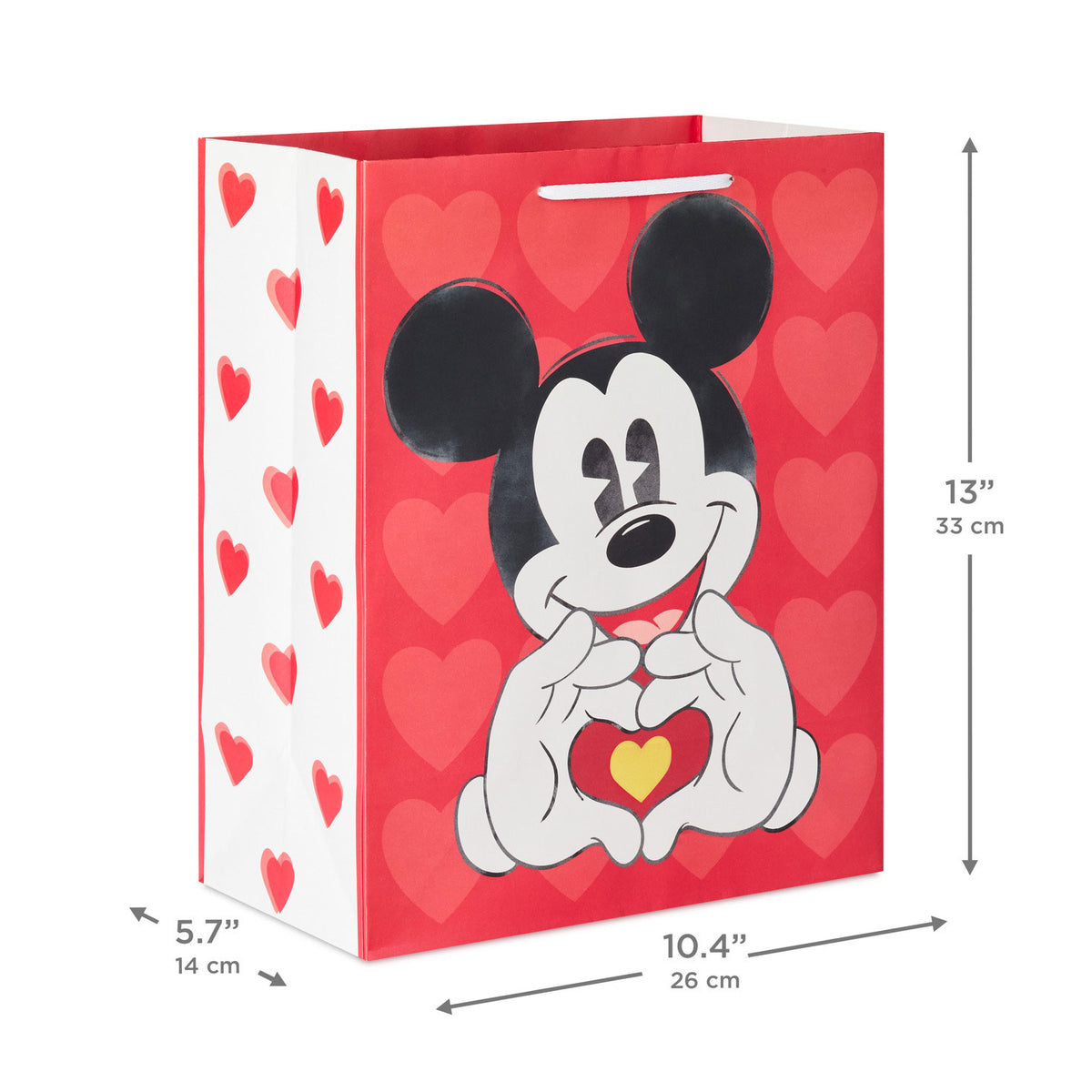 Hallmark 13'' Disney Mickey Mouse Heart Hands Large Valentine's Day Gift Bag