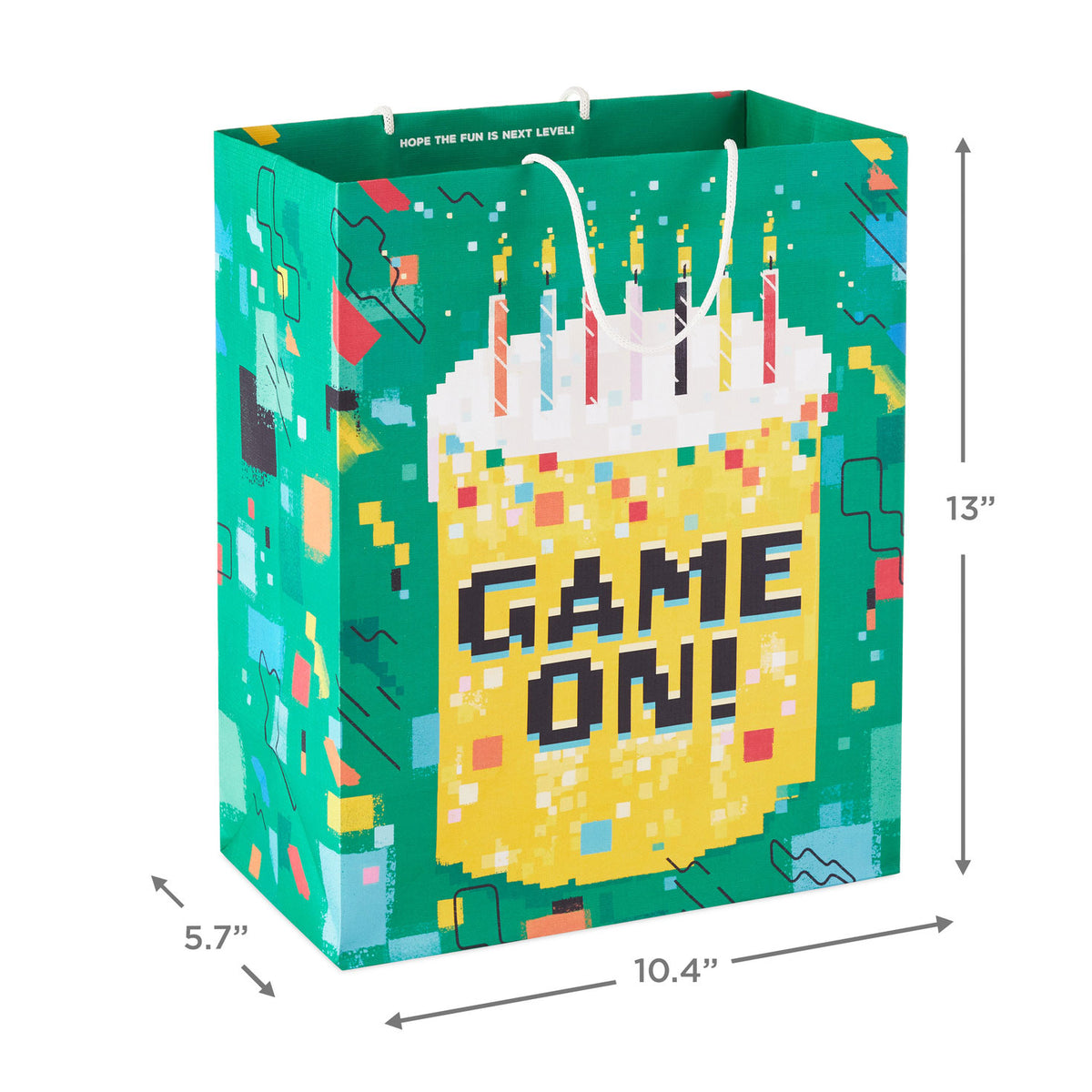 Hallmark 13'' Game On! Pixelated Cake Large Birthday Gift Bag
