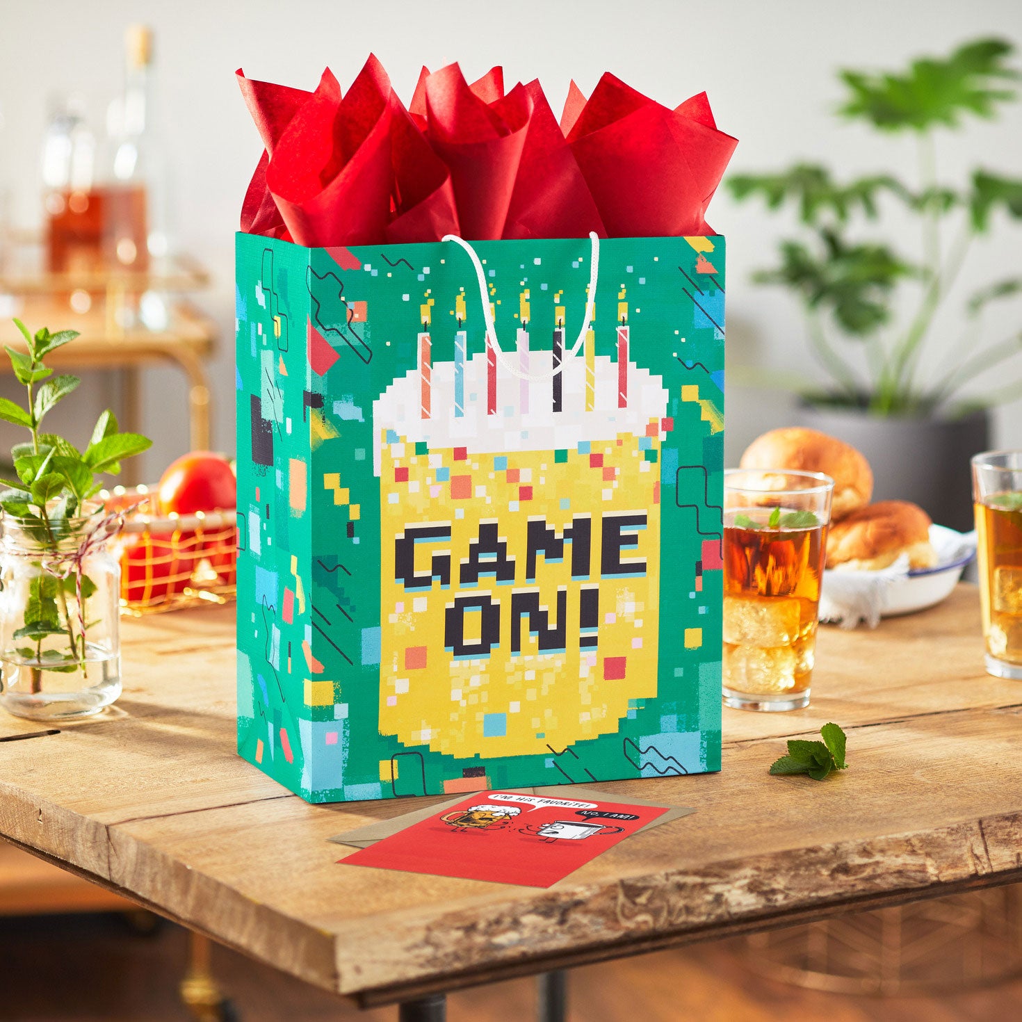 Hallmark 13'' Game On! Pixelated Cake Large Birthday Gift Bag