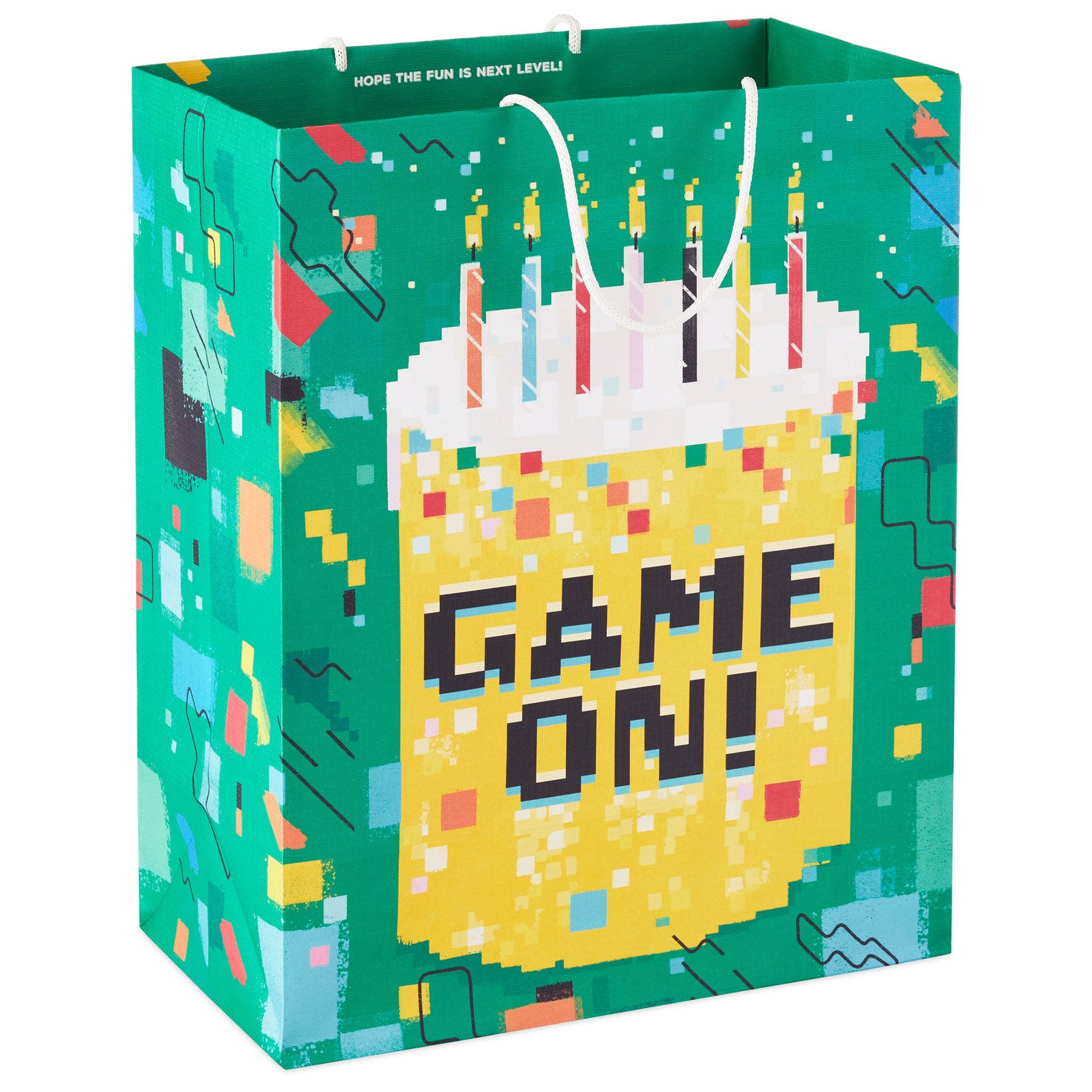 Hallmark 13'' Game On! Pixelated Cake Large Birthday Gift Bag