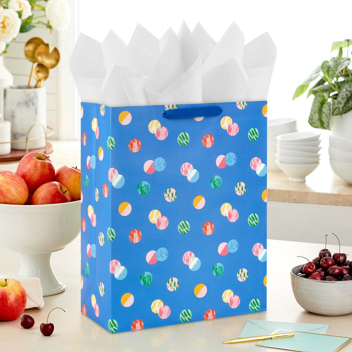 Hallmark 15.5'' Playful Dots on Blue Extra-Large Gift Bag